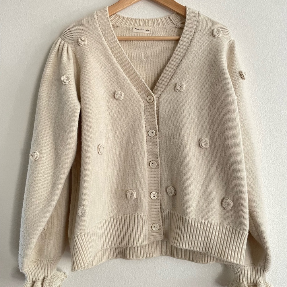 Rylee + Cru Cream Button-Up Sweater